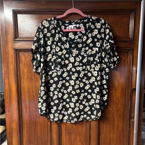 Maurice’s Floral Black and White Chiffon Top
